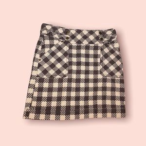 Tulle Brand Checked Corduroy Skirt with Pockets